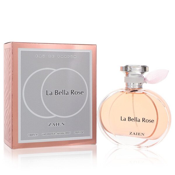 A bottle of Zaien La Bella Rose Eau De Parfum Spray 3.4 Oz For Women.