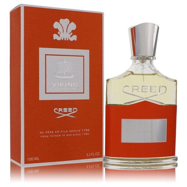 A bottle of Viking Cologne Eau De Parfum Spray 3.3 Oz For Men, a men's fragrance with natural herbal scents.