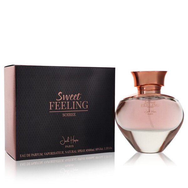 A bottle of Sweet Feeling Soiree Eau De Parfum Spray 3.3 Oz for women.