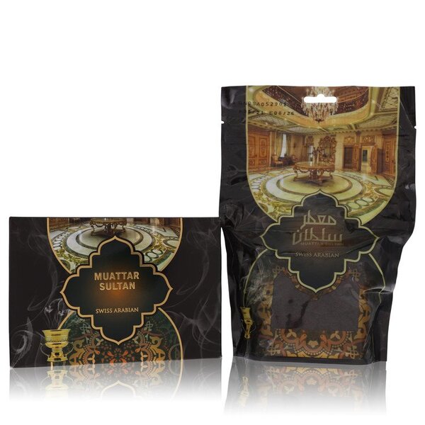 A Swiss Arabian Muattar Sultan Incense (unisex) 3.4 Oz For Men package with a Swiss Arabian Muattar Sultan Incense (unisex) 3.4 Oz For Men label.