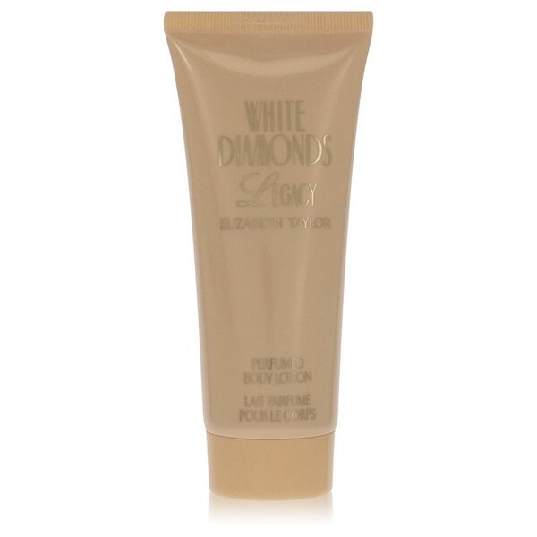 A tube of White Diamonds Legacy Body Lotion 3.3 Oz For Women on a white background, inspired by the White Diamonds Legacy perfume by Elizabeth Taylor.