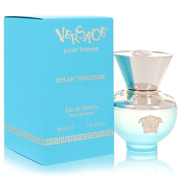 Versace Pour Femme Dylan Turquoise eau de toilette spray for women, featuring a captivating fragrance inspired by the iconic Versace Pour Femme Dylan Turquoise.