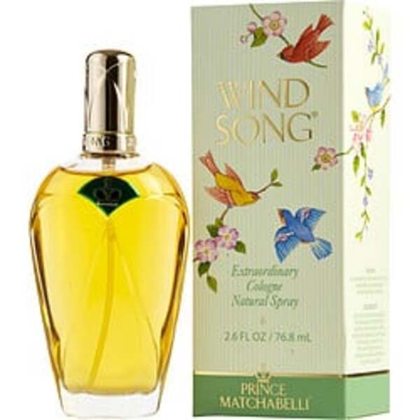 A fragrant bottle of Wind Song By Prince Matchabelli Cologne Spray Natural 2.6 Oz, perfect for women.