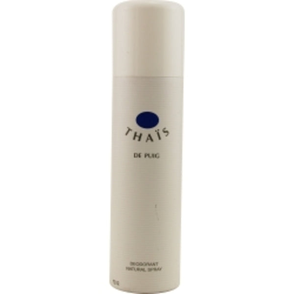 A bottle of Thais By Antonio Puig deodorant spray 5 oz for women on a white background.