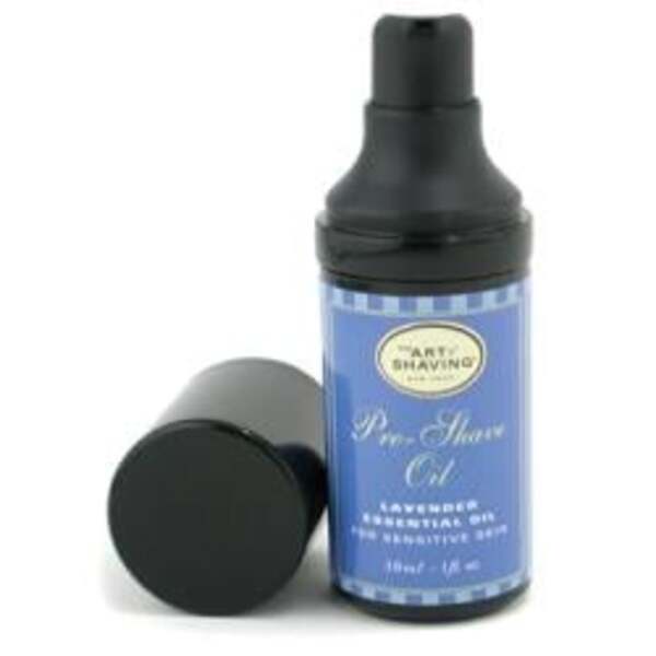 A bottle of The Art Of Shaving By The Art Of Shaving Pre Shave Oil - Lavender Essential Oil ( Travel Size, Pump, For Sensitive Skin )--30ml/1oz For Men on a white background.