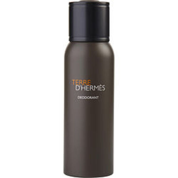 A Terre D'hermes By Hermes deodorant spray with a vibrant orange label.
