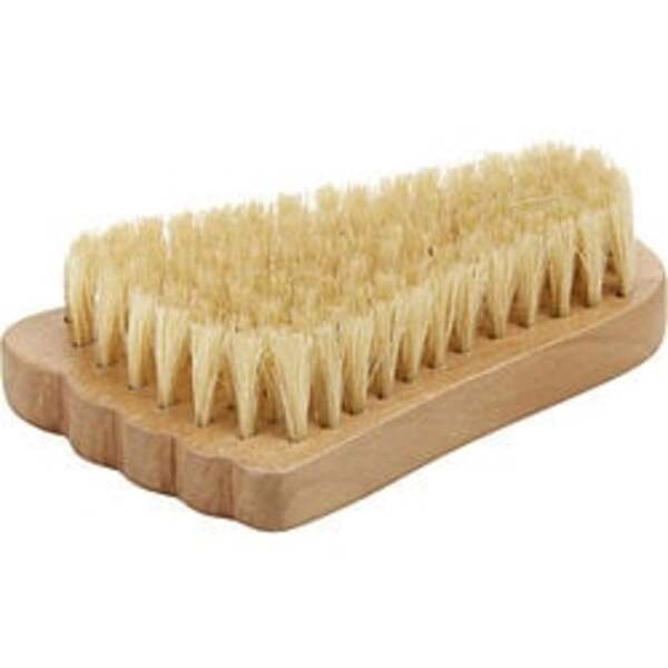 A Spa Accessories Wooden Foot Brush By Spa Accessories with bristles on a white background, perfect for spa accessories or as a unisex wooden foot brush.