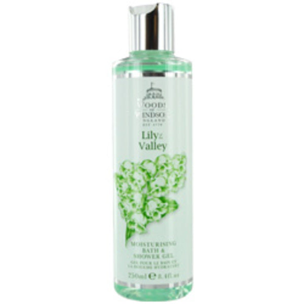 A Woods Of Windsor Lily Of The Valley By Woods Of Windsor Moisturizing Bath & Shower Gel 8.4 Oz For Women infused with lily of the valley from Woods of Windsor.