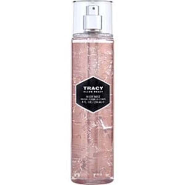 A bottle of Tracy By Ellen Tracy body mist on a white background, perfect for women who love fragrant notes.