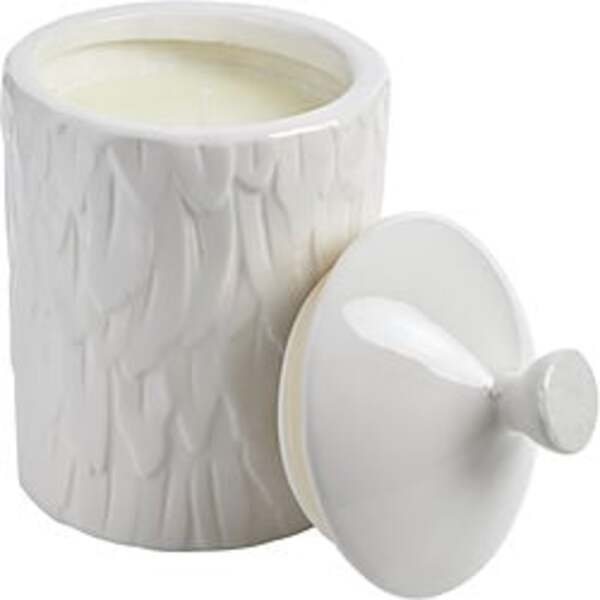 A Thompson Ferrier Wildflower Feather Textured Scented Candle 18.4 Oz For Anyone jar with a lid.