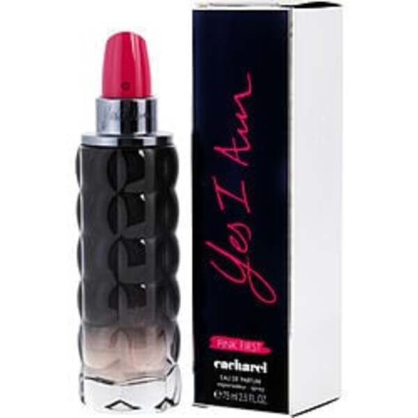 A bottle of Yes I Am Pink First By Cacharel Eau De Parfum Spray 2.5 Oz For Women.