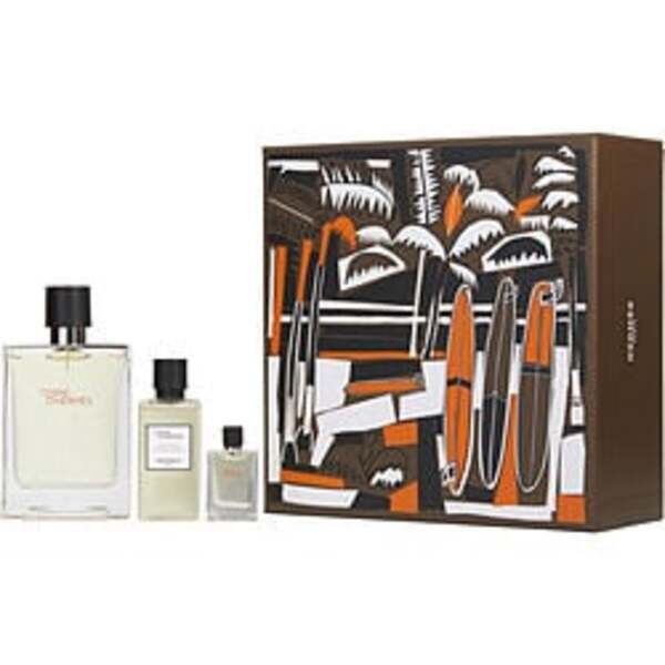 A Terre D'hermes by Hermes gift set featuring an EDT spray bottle of perfume and a stylish box.