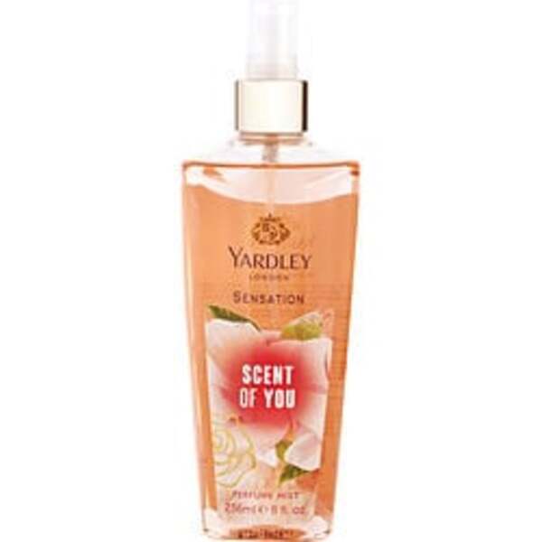 A bottle of Yardley By Yardley Sensation Scent Of You Fragrance Mist 8 Oz For Women.
