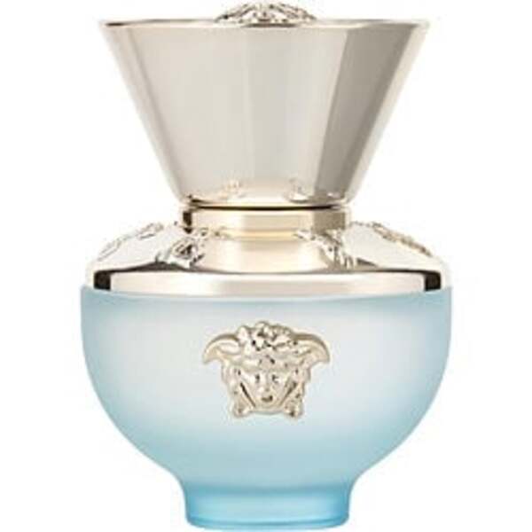 A bottle of Versace Dylan Turquoise By Gianni Versace Hair Mist 1 Oz For Women with a blue lid.