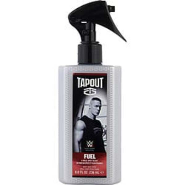 A bottle of Tapout Fuel By Tapout Body Spray 8 Oz For Men on a white background.