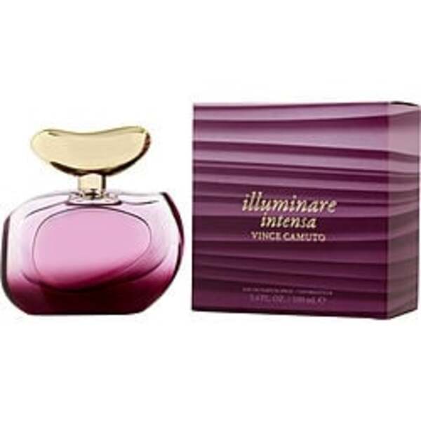 A Vince Camuto Illuminare Intensa By Vince Camuto Eau De Parfum Spray 3.4 Oz For Women presented in a purple box.