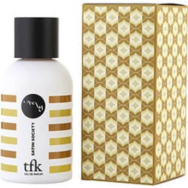 A bottle of The Fragrance Kitchen Satin Society By The Fragrance Kitchen EAU DE PARFUM SPRAY body lotion with a box next to it.
