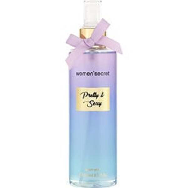 A Women'secret Pretty And Sexy By Women' Secret Body Mist 8.5 Oz For Women bottle with a bow on it.