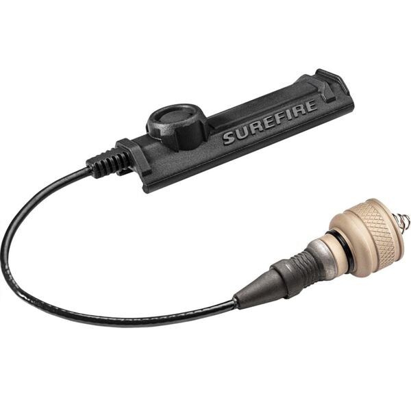 A small device with a cord attached to it, commonly known as a SureFire Replace RearCap Assy Scoutlight W Sr07 RTSwitch Tan.