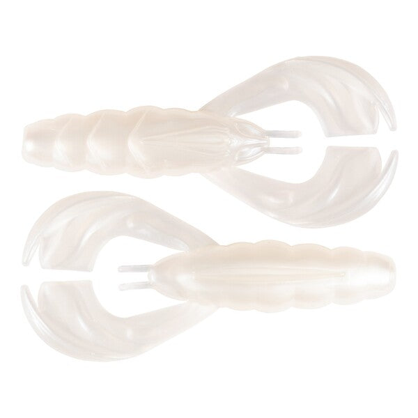 Two Z-MAN Hella Crawz 3.75 inches Pearl 3 pack lobster claws on a white background.