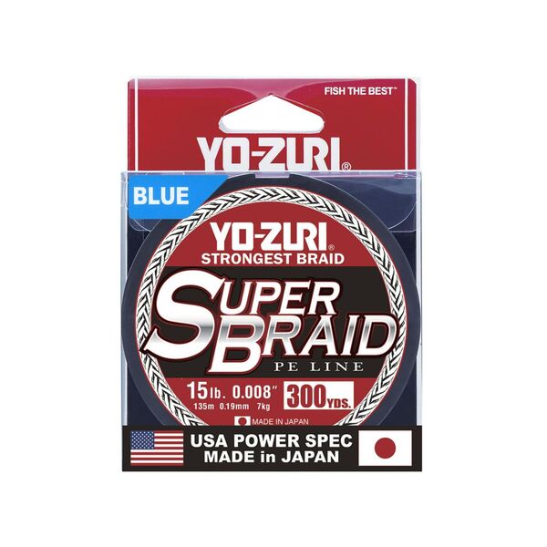 Yo-Zuri Super Braid 300 yard Spool Blue 15 Pound Line is known for its exceptional abrasion resistance.