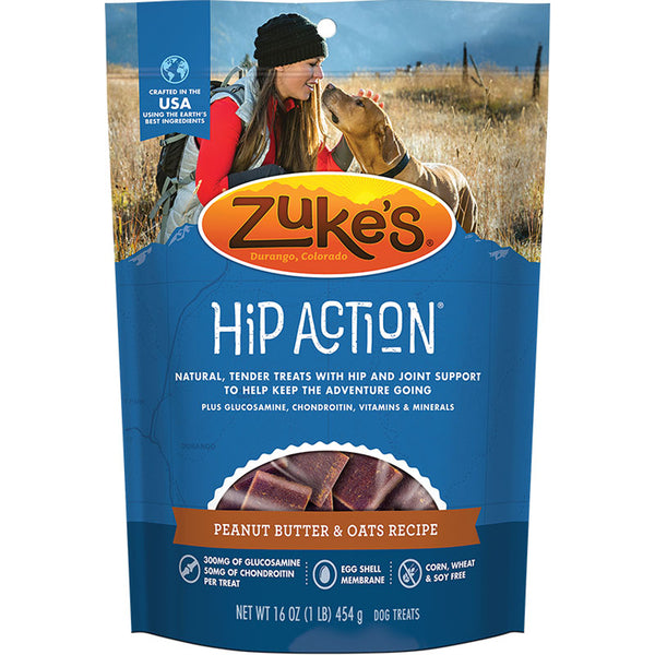 Zuke D Hip Actn PB Oats 1# dog treats.