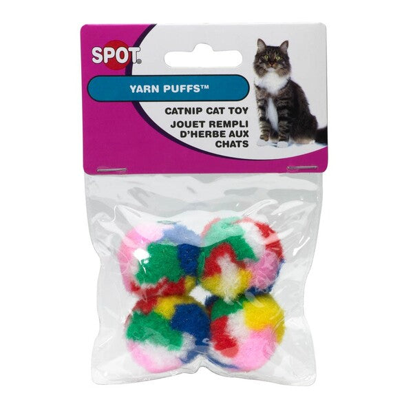 Spot Kitty Yarn Puffs Catnip Toy Assorted 1.5 in 4 Pack Small - pack of 4.