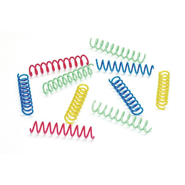 A group of Spot Colorful Springs Catnip Toy Assorted 3 in Thin 10 Pack on a white background.
