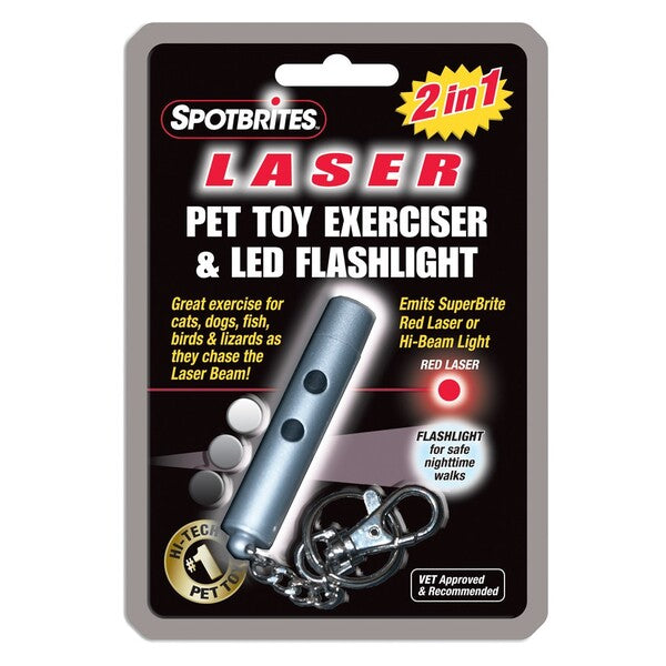 Spot Laser Original 2 in 1 Dog Toy Laser Toy Silver One Size energiser and led flashlight.