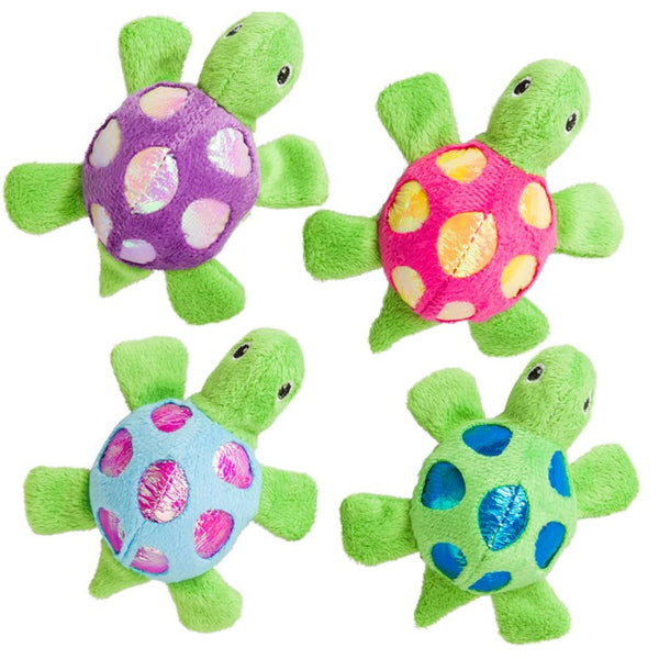 Four Spot Shimmer Glimmer Turtle Catnip Toy Assorted with polka dots.