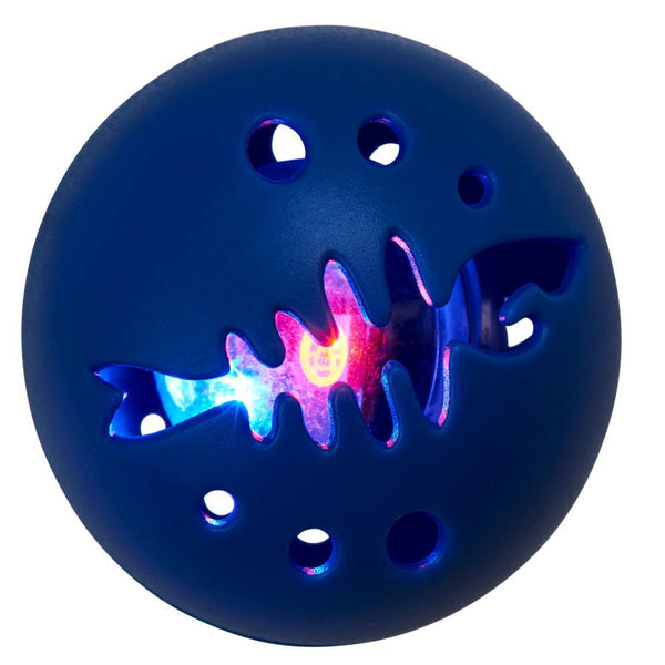 A Spot Kitty LED Balls Cat Toy Assorted 2pk with a blue light on it.