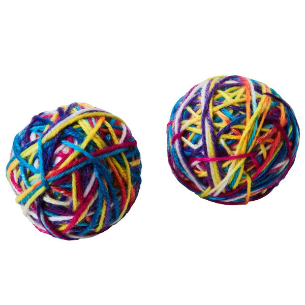 Two Spot Sew Much Fun Yarn Ball Cat Toy Multi 2.5in 2pk on a white background.