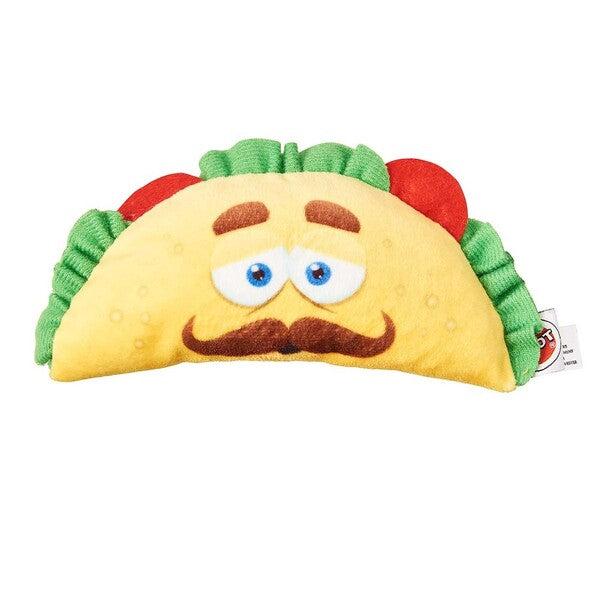 A Spot Fun Food Dog Toy Taco Multi-Color 6 in Small shaped plush toy on a white background.