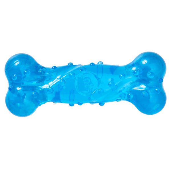 A Spot Play Strong Scent-Station Bone Dog Toy Bacon Blue 5 in on a white background.