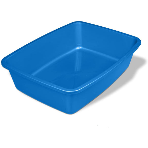 A Van Ness Plastics Cat Litter Pan Blue Medium on a white background.
