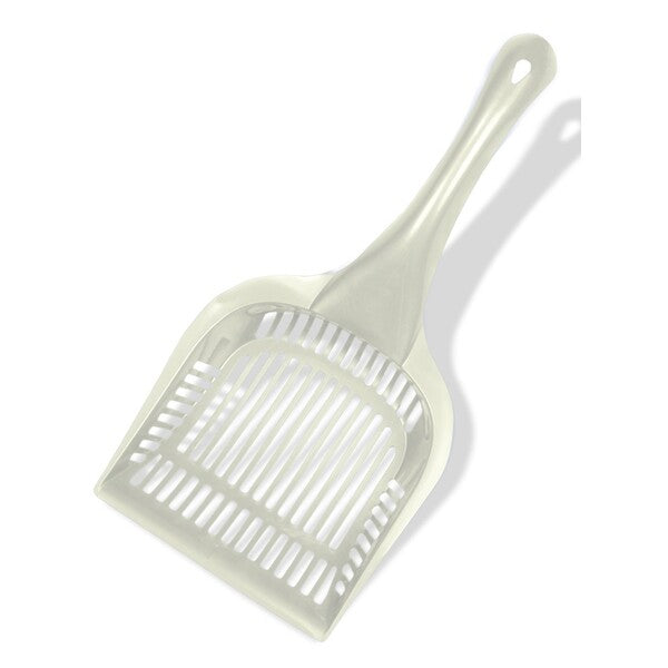 A Van Ness Plastics Cat Litter Scoop White Giant on a white background.