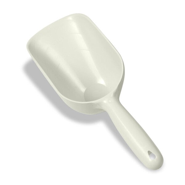 A Van Ness Plastics Pet Food Scoop Assorted Regular on a white surface.