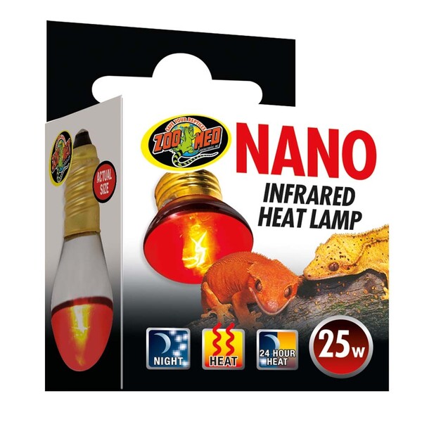 This Zoo Med Nano Infrared Heat Lamp 25 Watts is perfect for terrariums and small geckos, providing efficient and controlled heating.