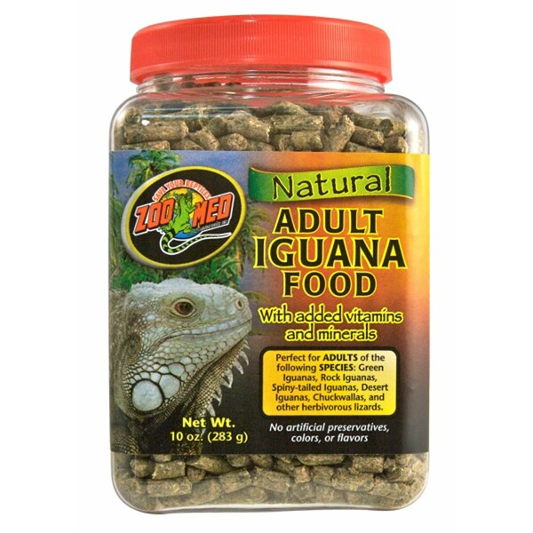 A jar of Zoo Med All Natural Adult Iguana Dry Food 10 oz.
