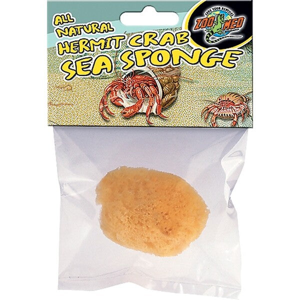 A Zoo Med All Natural Hermit Crab Sea Sponge Yellow 1 Count in a package of sea sponge.