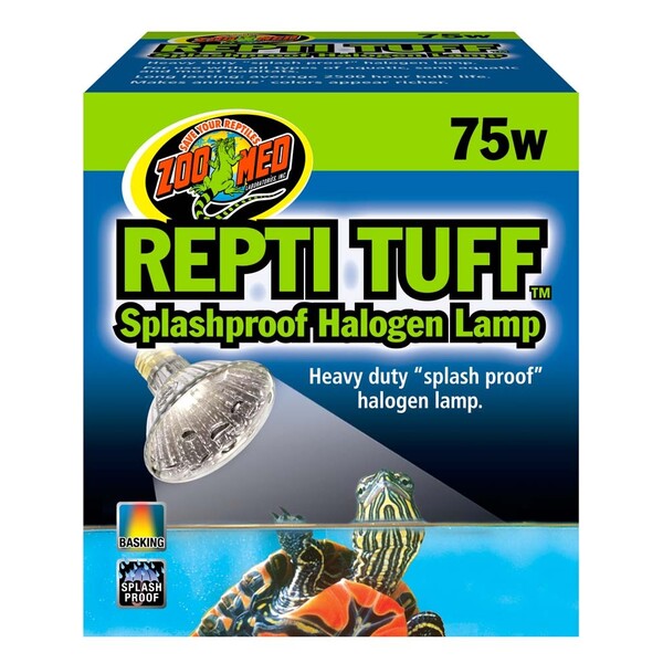 Zoo Med Repti Tuff Splashproof Halogen Lamp White 75 Watt, perfect for aquatic turtles.