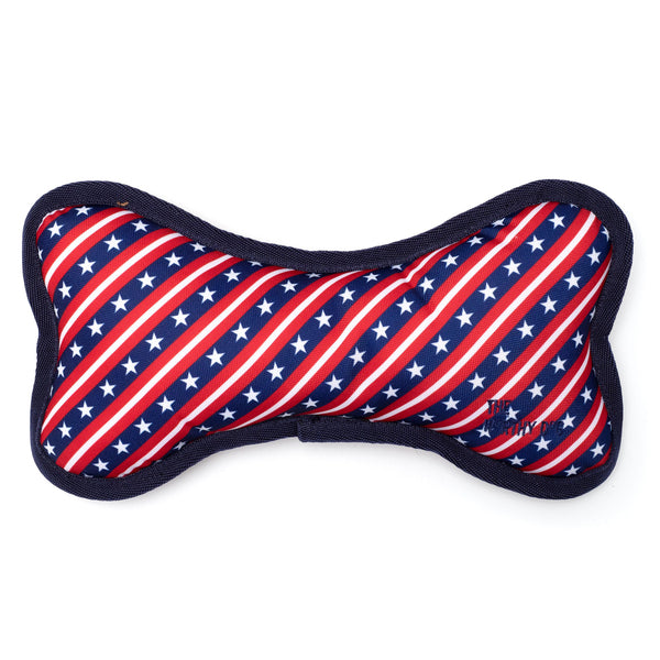 A WORTHY D BN STAR STRPE LG dog bone with stars on it.
