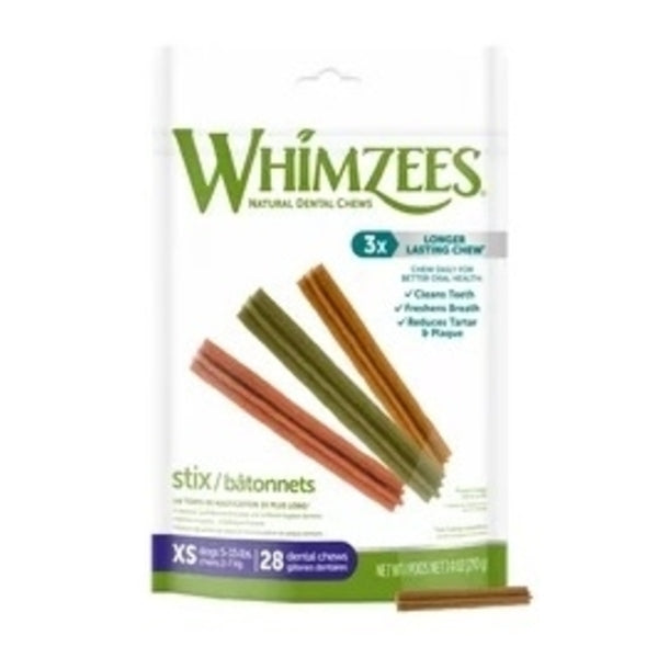 WHIMZ D STIX XSM 14.8OZ dog treats in a package.