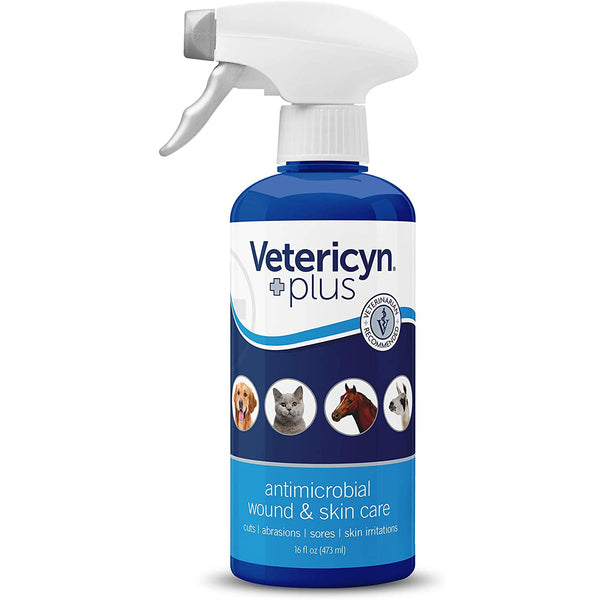 A bottle of Vetericyn Wound & Skin Care 3 fl. oz antimicrobial spray.