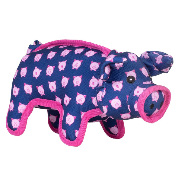 A WORTHY D WILBUR PIG LG with pink and blue polka dots.