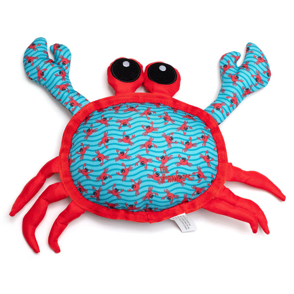 A red and blue WORTHY D CRAB LG stuffed animal.