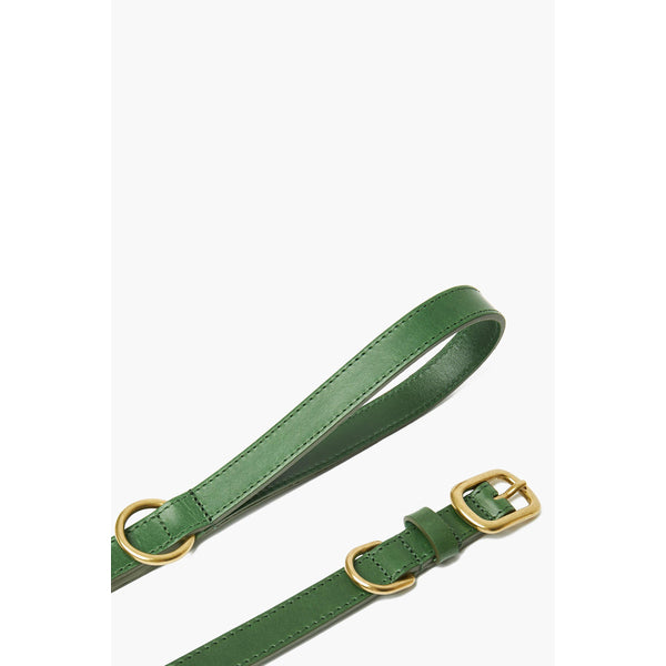 The Worthy Dog Avocado Green Large leather leash with gold hardware, perfect for any furry fashionista looking to add instant style to their ensemble.