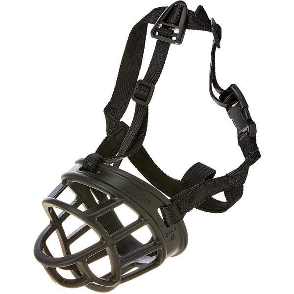 A TCOA D BASK ULTRA MUZZ BK #4 with an adjustable strap.
