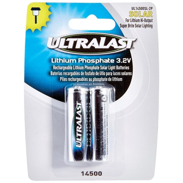 Lithium batteries for solar lighting, featuring Ultralast UL14500SL-2P 14500 Lithium Batteries for Solar Lighting, 2 pk.