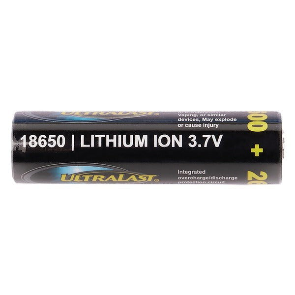 An Ultralast UL1865-26-1P 2,600 mAh 18650 Retail Blister-Carded Batteries (Single Pack) on a white background.